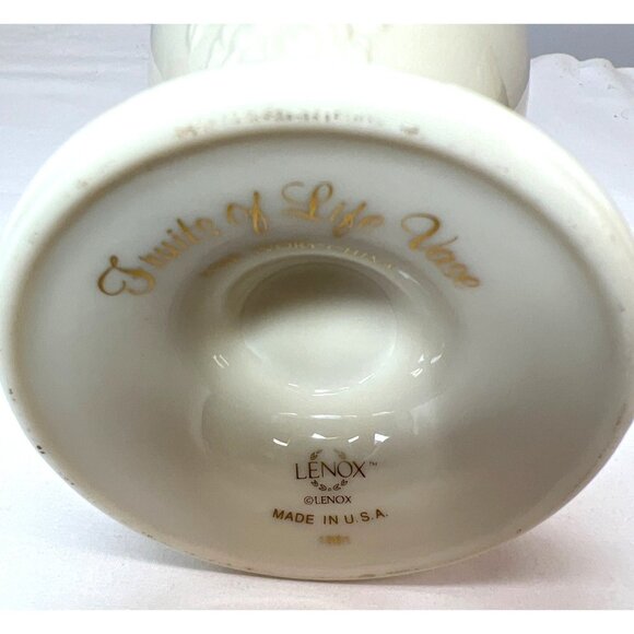 Lenox Fruits Of Life Vase Ivory Gold Trim Porcelain 7.5" Made In USA - Picture 5 of 5